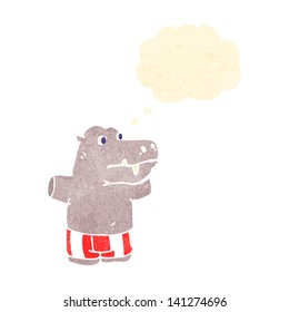 retro cartoon hippopotamus in boxer shorts