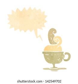 retro cartoon hot cup of coffee symbol