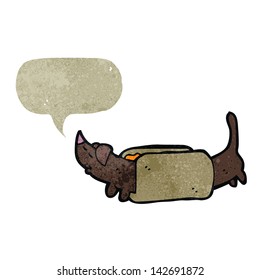 retro cartoon hotdog