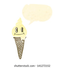 retro cartoon ice cream cone character