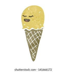 retro cartoon ice cream cone character