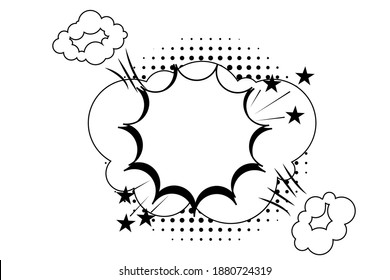 Icono retro de caricatura con explosión de burbuja blanca. Icono del vector. Efecto Wow. Efecto de explosión. Polvo blanco. Imagen de archivo.
