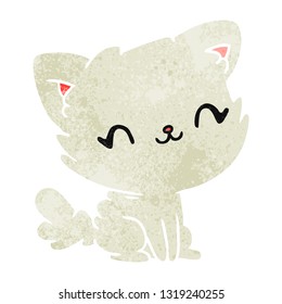 retro cartoon illustration cute kawaii fluffy cat
