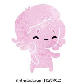 retro cartoon illustration of a kawaii cute ghost