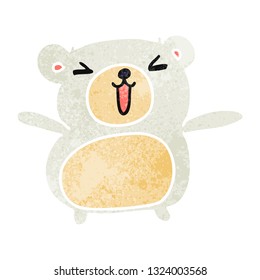 retro cartoon illustration kawaii cute teddy bear