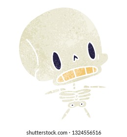 retro cartoon illustration kawaii cute dead skeleton 