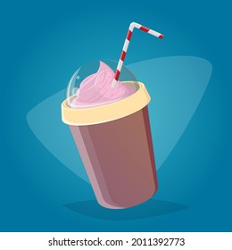 retro cartoon illustration of a milkshake