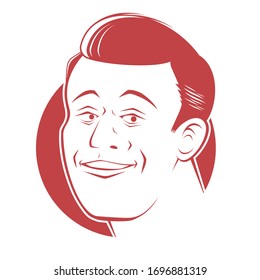 retro cartoon illustration of a smiling handsome man