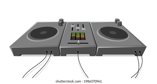 retro cartoon illustration of a turntable