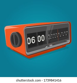 Retro Cartoon Illustration Of A Vintage Clock Radio