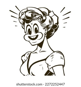 retro cartoon illustration of a woman with strange face