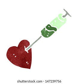 caricatura retro corazón inyectado