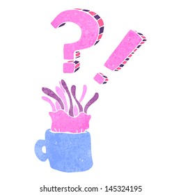 retro cartoon jellyfish in coffee cup