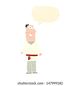 retro cartoon karate man