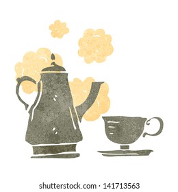 Wasserkocher und Tasse mit Retro-Cartoon