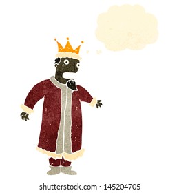 retro cartoon king with thought bubble