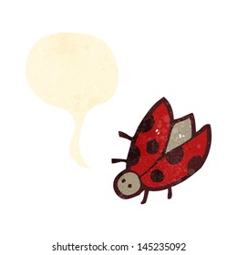 Retro-Cartoon-Ladybug mit Sprachblase