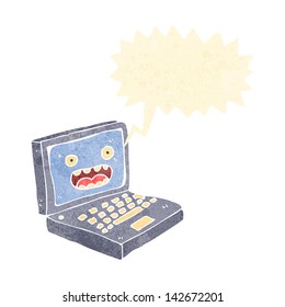 retro cartoon laptop computer