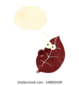 retro cartoon leaf with face