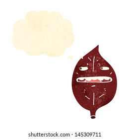 retro cartoon leaf with thought bubble