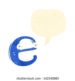 retro cartoon letter e with speech bubble