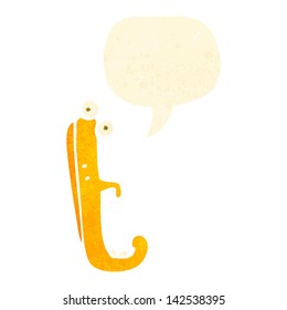 retro cartoon letter t with speech bubble