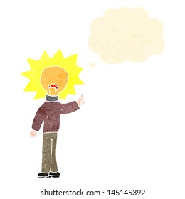 retro bombilla de dibujos animados idea jefe