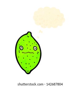 retro cartoon lime with thought bubble