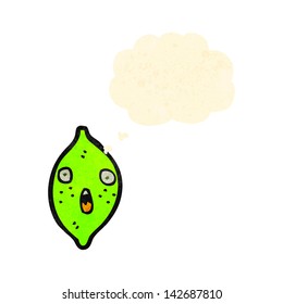 retro cartoon lime with thought bubble