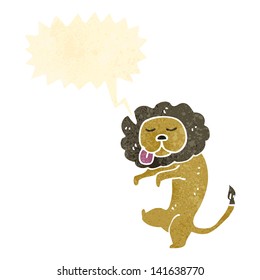 retro cartoon lion with speech bubble