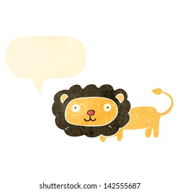 retro cartoon lion with speech bubble