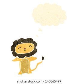 retro cartoon lion with thought bubble