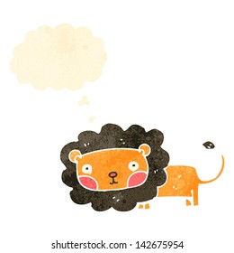 retro cartoon lion with thought bubble