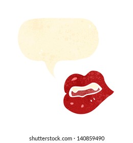 labios de dibujos animados retro con burbuja de habla