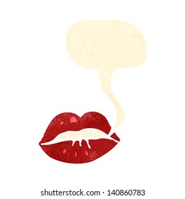 retro cartoon lips with speech bubble
