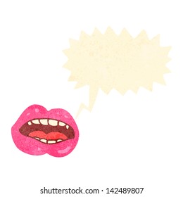 retro cartoon lips symbol with speech bubble