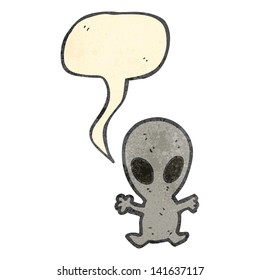 retro cartoon little alien