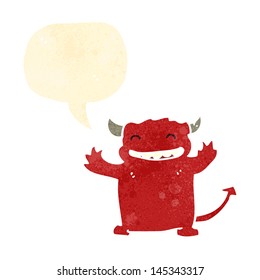 retro cartoon little devil smiling