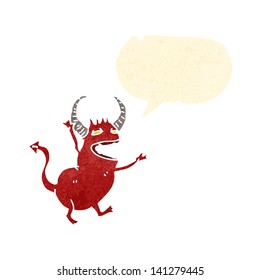 retro cartoon little devil with speech bubble