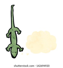 retro cartoon lizard with thought bubble