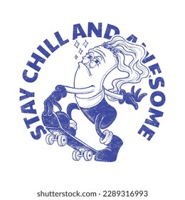 retro cartoon logo of joint playing skateboard