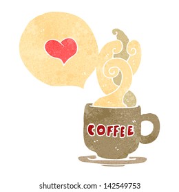 retro cartoon love coffee symbol