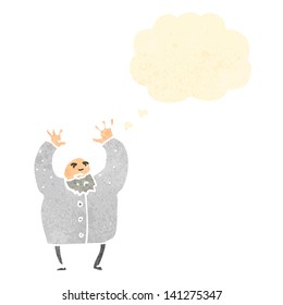 retro cartoon mad scientist with thought bubble