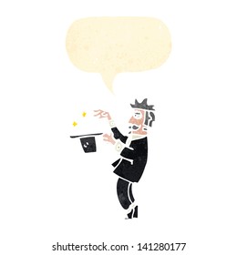 retro cartoon magician performing trick