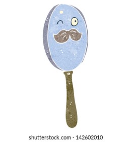 retro cartoon magnifying glass with face