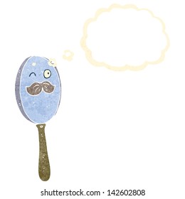 retro cartoon magnifying glass with thought bubble