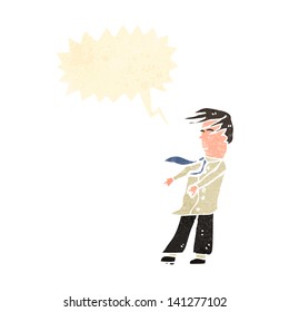 retro cartoon man in blowing wind
