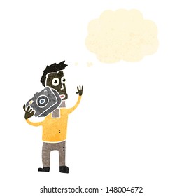 retro cartoon man with camera