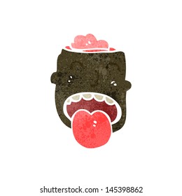 retro cartoon man with exposed brain