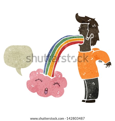 retro cartoon man hallucinating